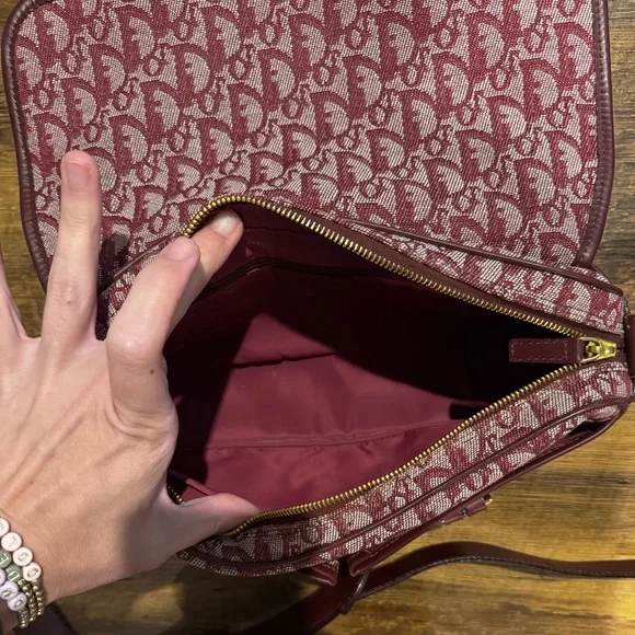 Dior Burgundy Monogram Crossbody Satchel Messenger Bag - Picture 13 of 16